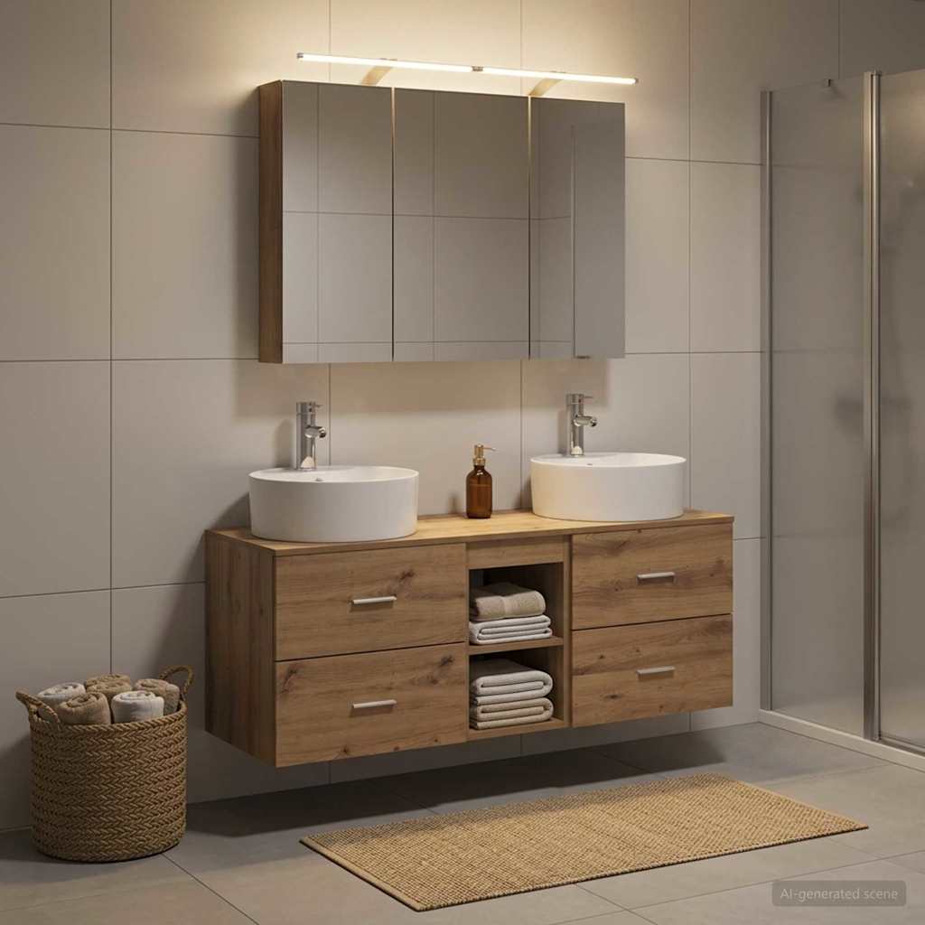 vidaXL Bathroom Furniture Set 4 pcs Artisan Oak 1