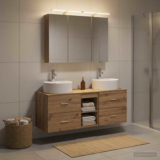 Bathroom Furniture Set 4 pcs 100 x 14.5 x 70 cm Artisan oak