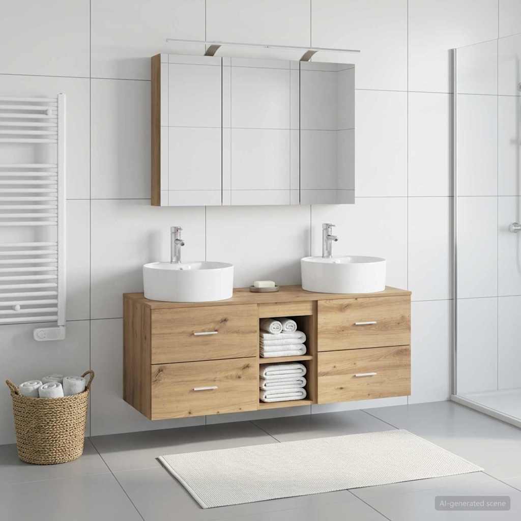 vidaXL Bathroom Furniture Set 4 pcs Artisan Oak 4
