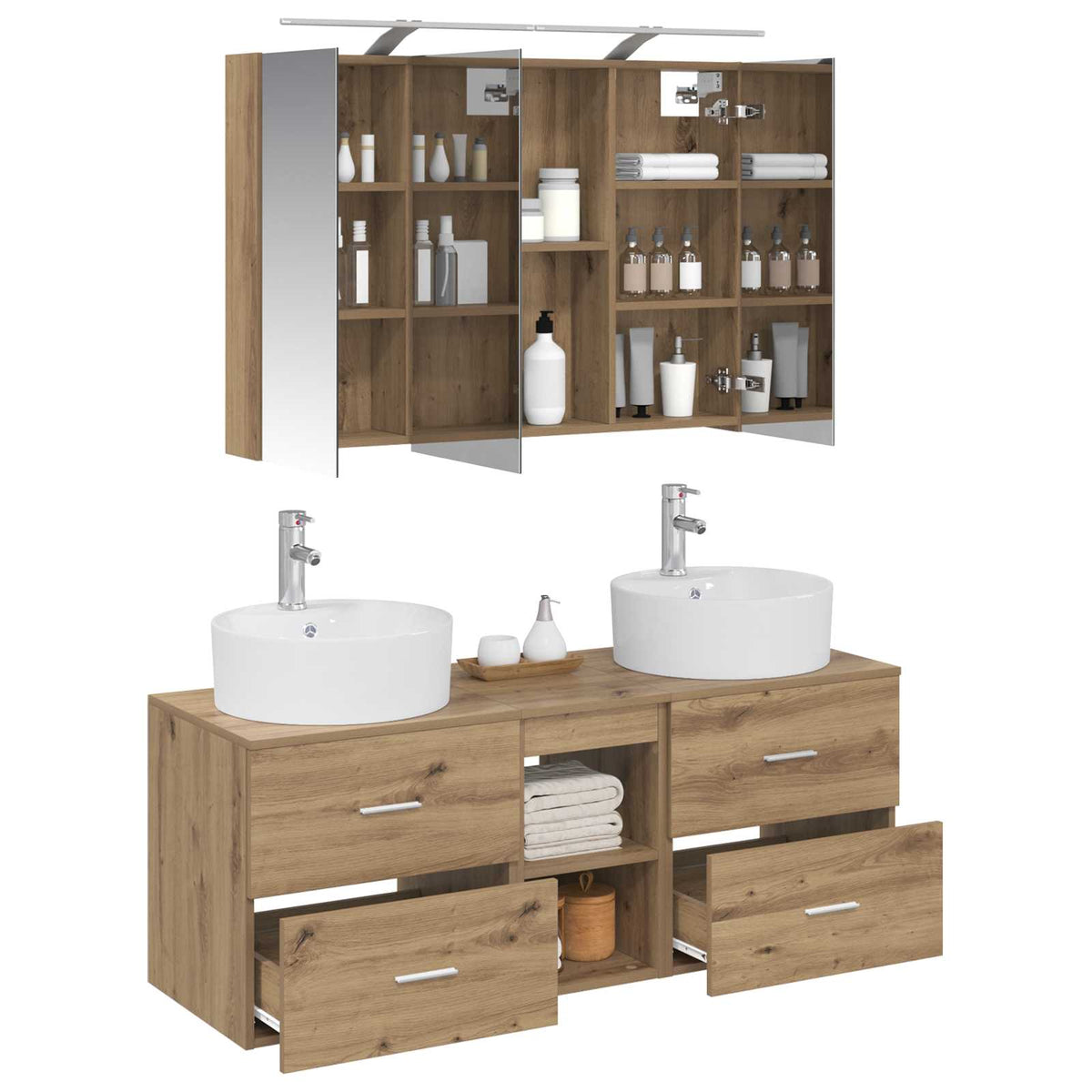 vidaXL Bathroom Furniture Set 4 pcs Artisan Oak 3