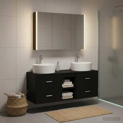 vidaXL Bathroom Furniture Set 4 pcs Black Oak 4