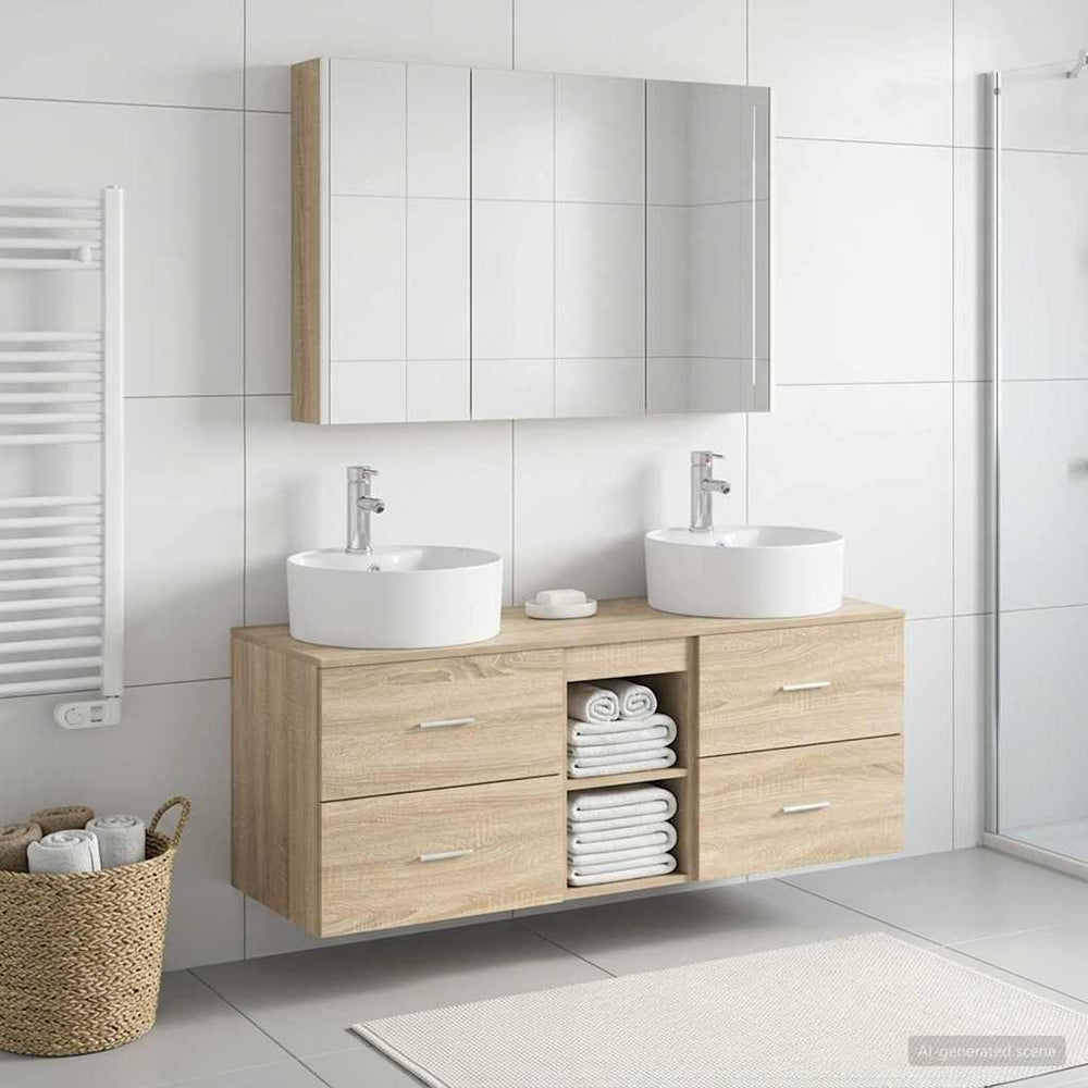 vidaXL Bathroom Furniture Set 4 pcs Sonoma Oak