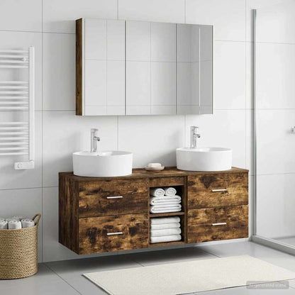 vidaXL Bathroom Furniture Set 4 pcs Smoked Oak 1