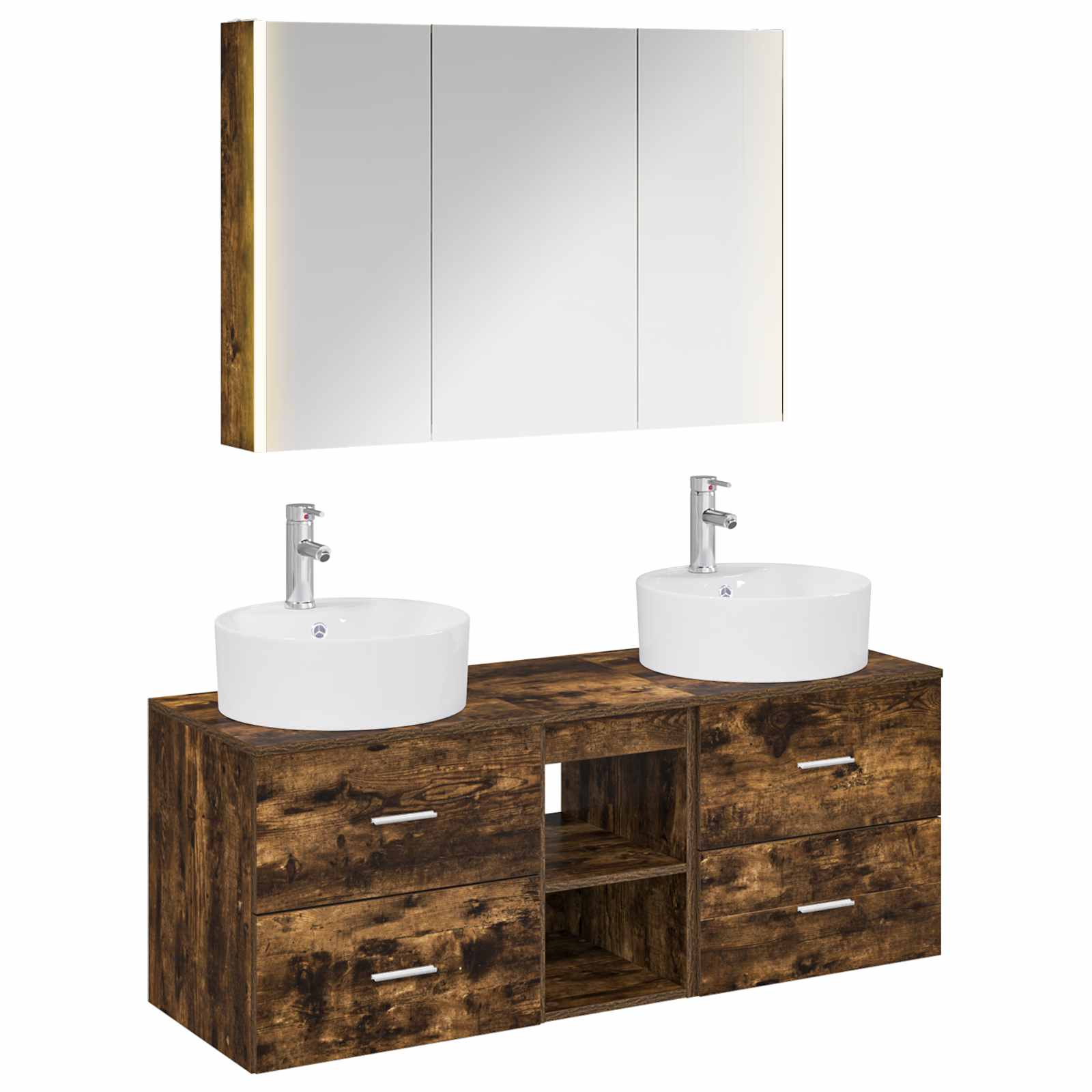 vidaXL Bathroom Furniture Set 4 pcs Smoked Oak 2