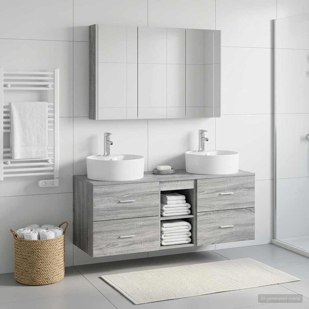 vidaXL Bathroom Furniture Set 4 pcs Grey Sonoma 1