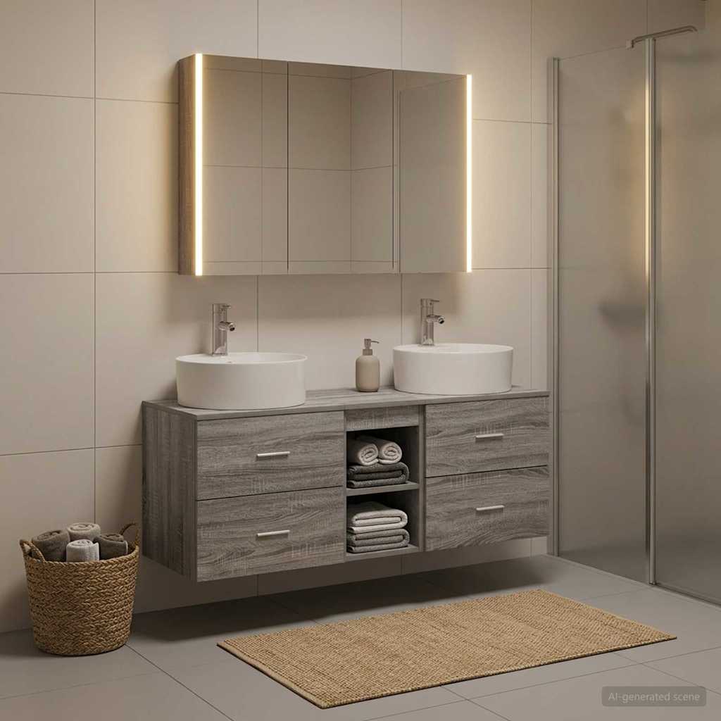 vidaXL Bathroom Furniture Set 4 pcs Grey Sonoma 4