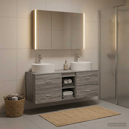 vidaXL Bathroom Furniture Set 4 pcs Grey Sonoma 4