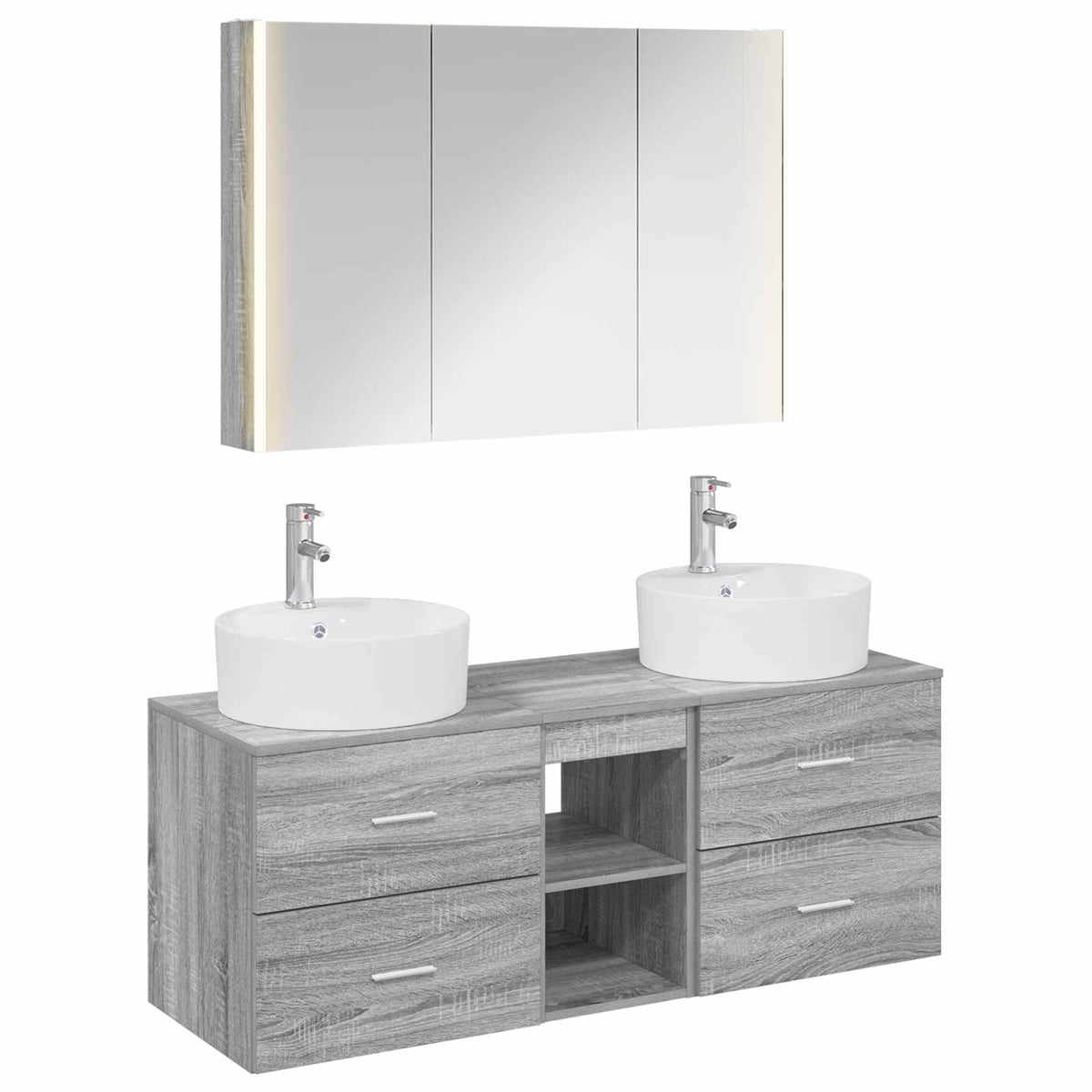 vidaXL Bathroom Furniture Set 4 pcs Grey Sonoma 2