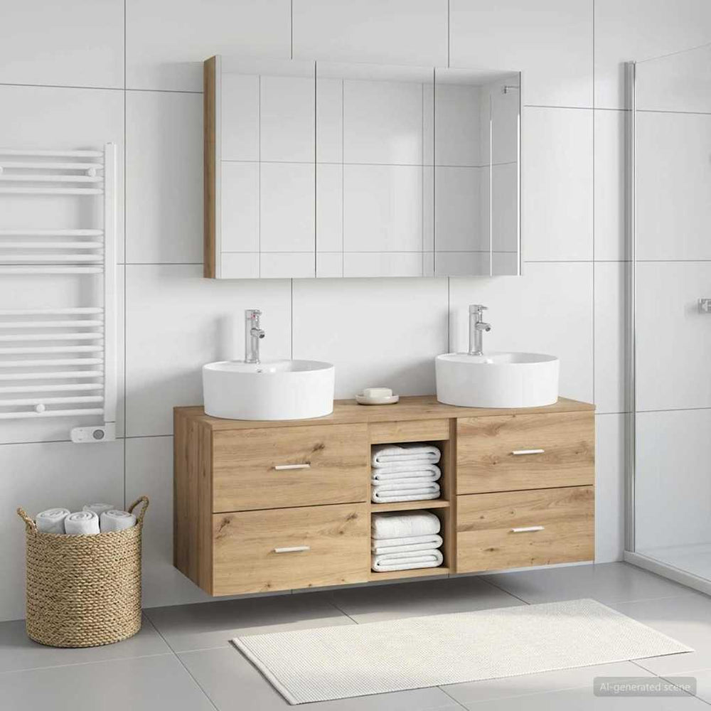 vidaXL Bathroom Furniture Set 4 pcs Artisan Oak
