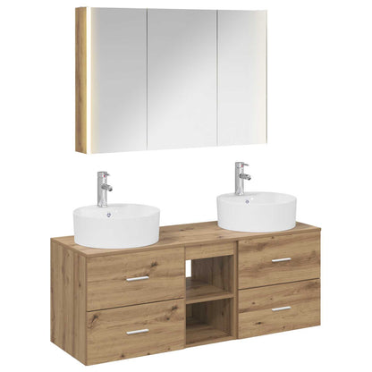 vidaXL Bathroom Furniture Set 4 pcs Artisan Oak 2