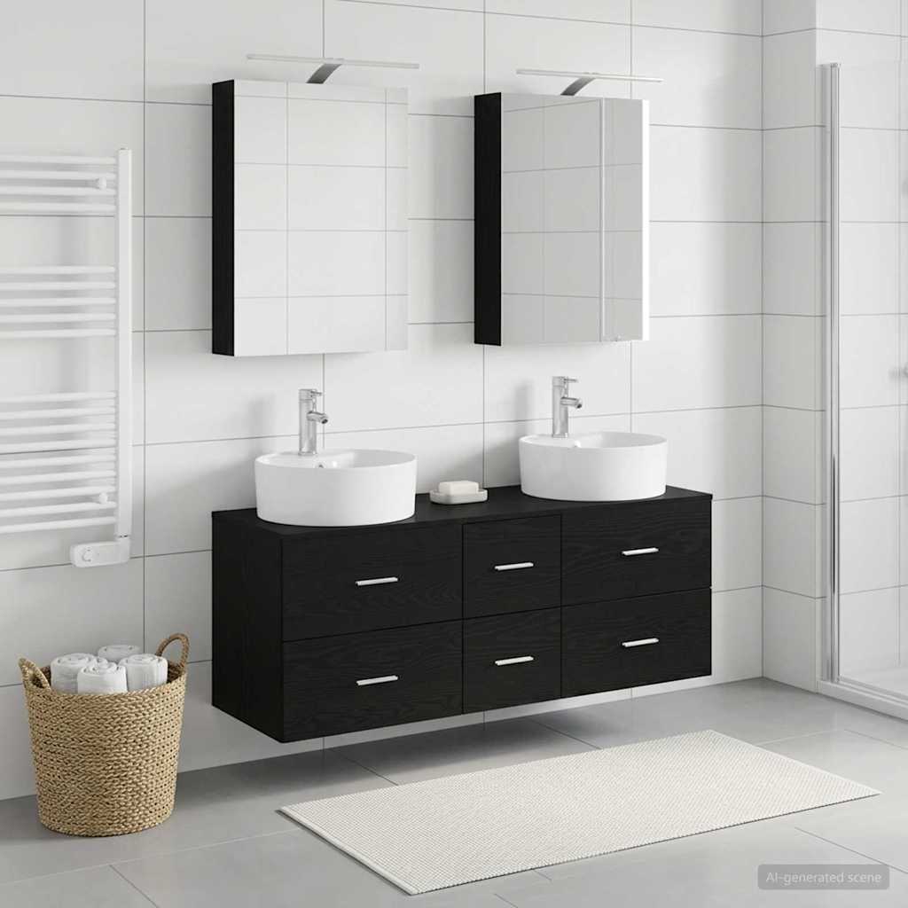vidaXL Bathroom Furniture Set 5 pcs Black Oak 4