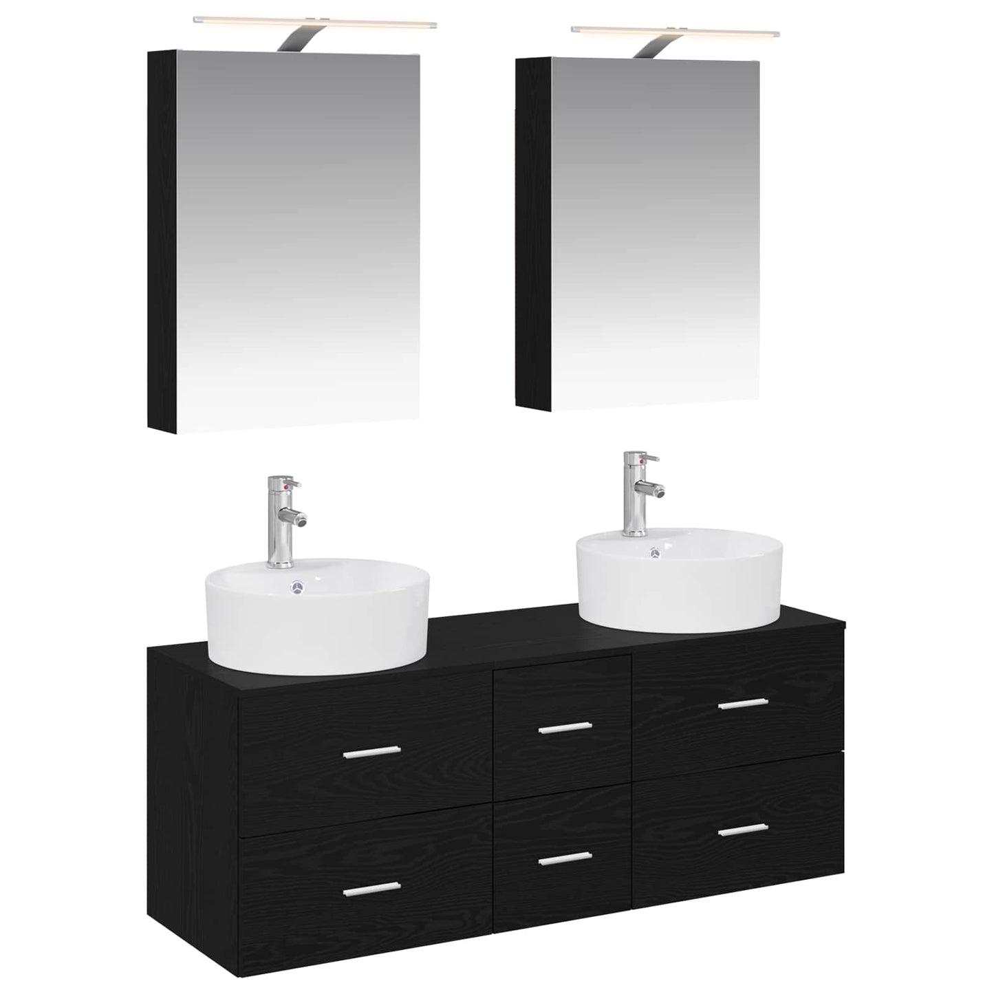 vidaXL Bathroom Furniture Set 5 pcs Black Oak 2
