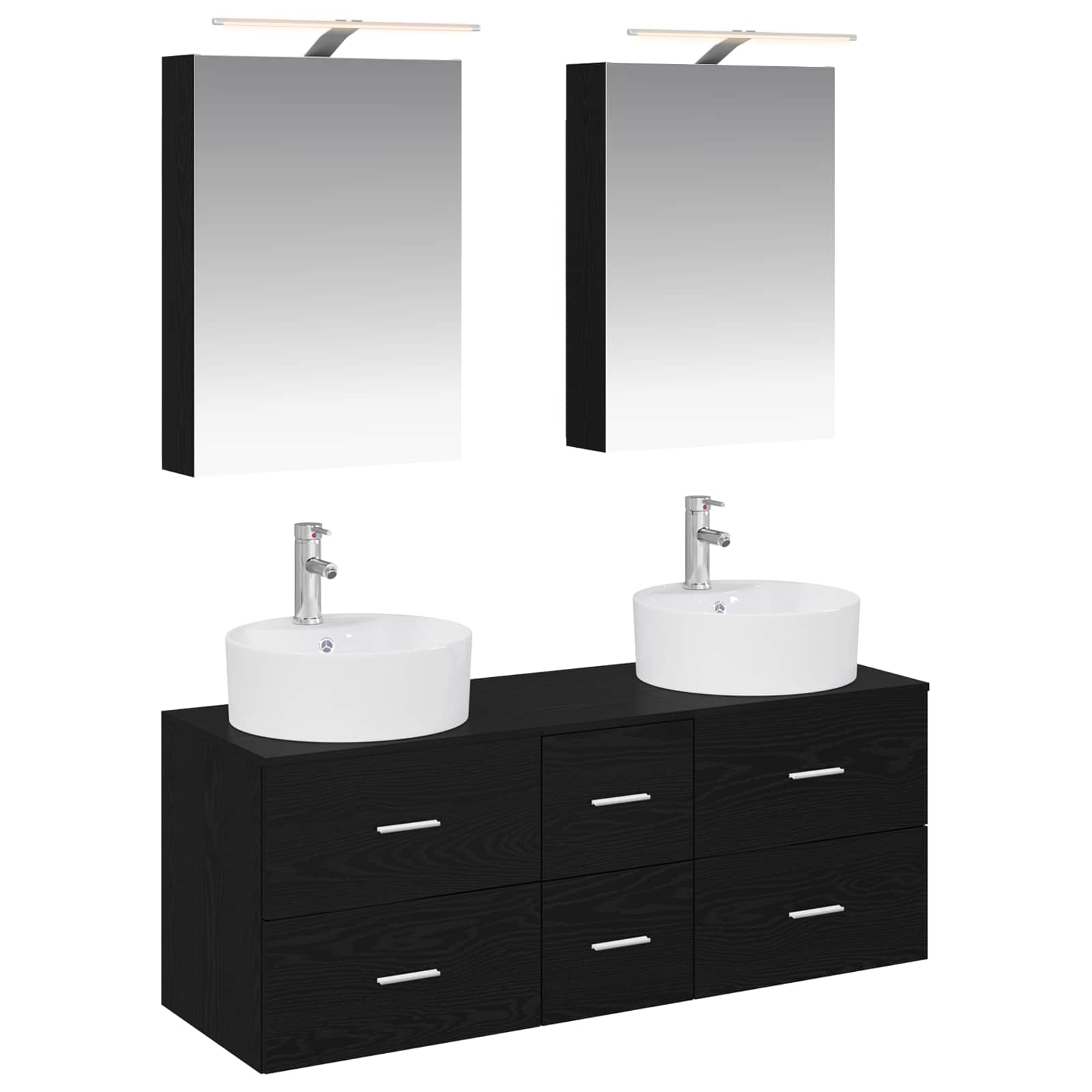 vidaXL Bathroom Furniture Set 5 pcs Black Oak 2