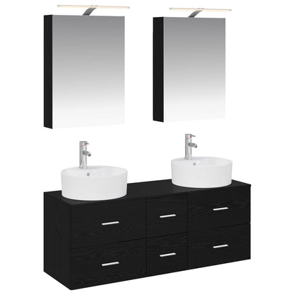 vidaXL Bathroom Furniture Set 5 pcs Black Oak 2