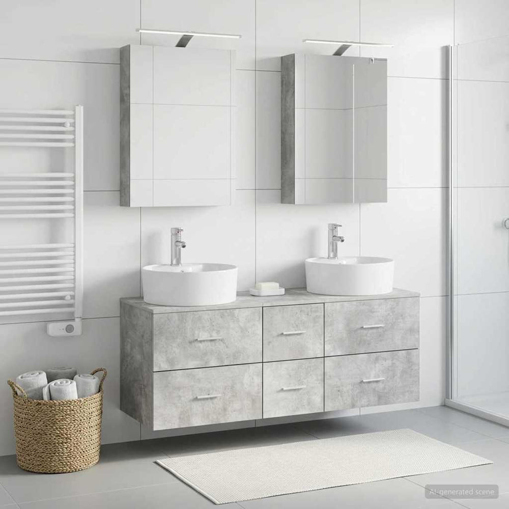 vidaXL Bathroom Furniture Set 5 pcs Concrete Grey
