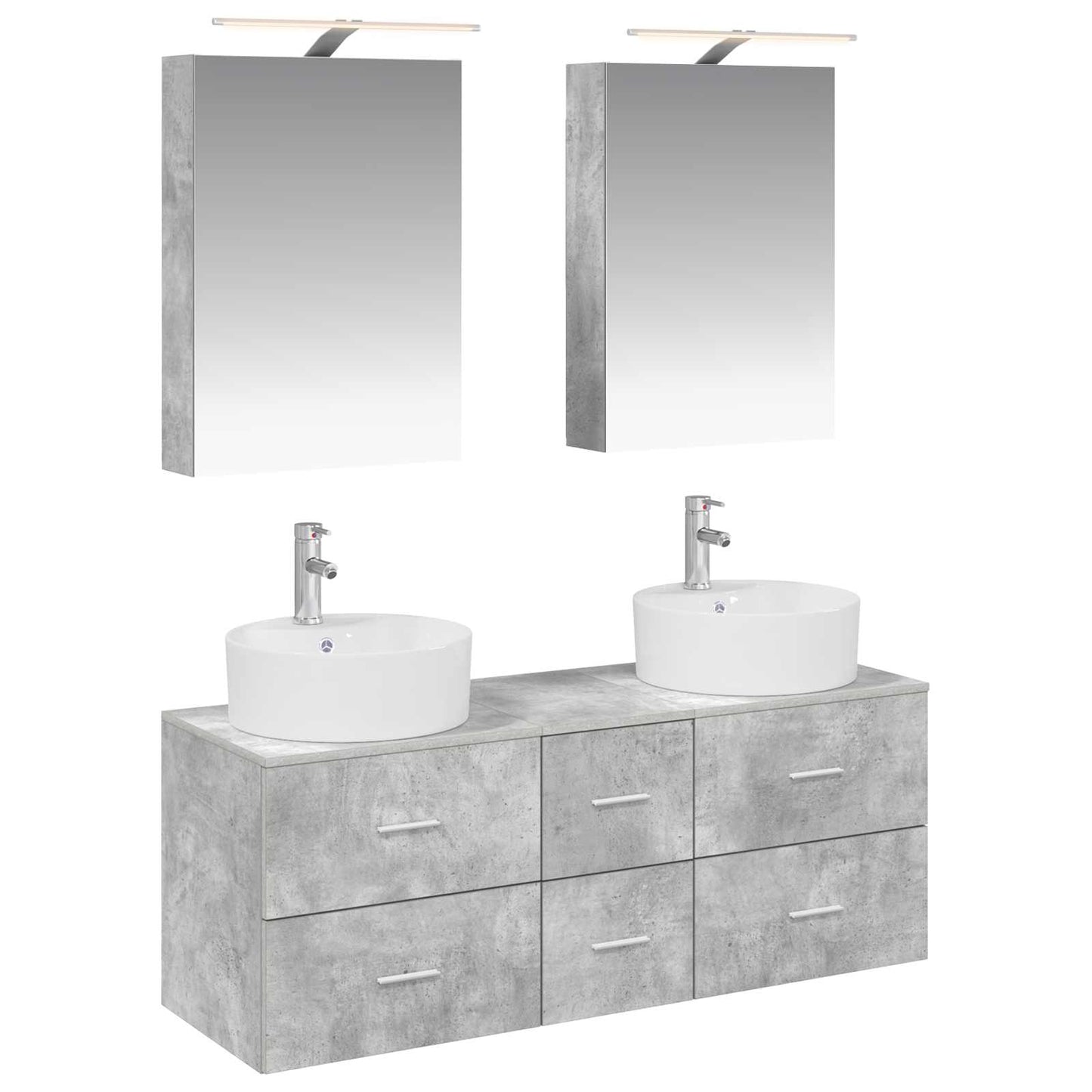 vidaXL Bathroom Furniture Set 5 pcs Concrete Grey 2