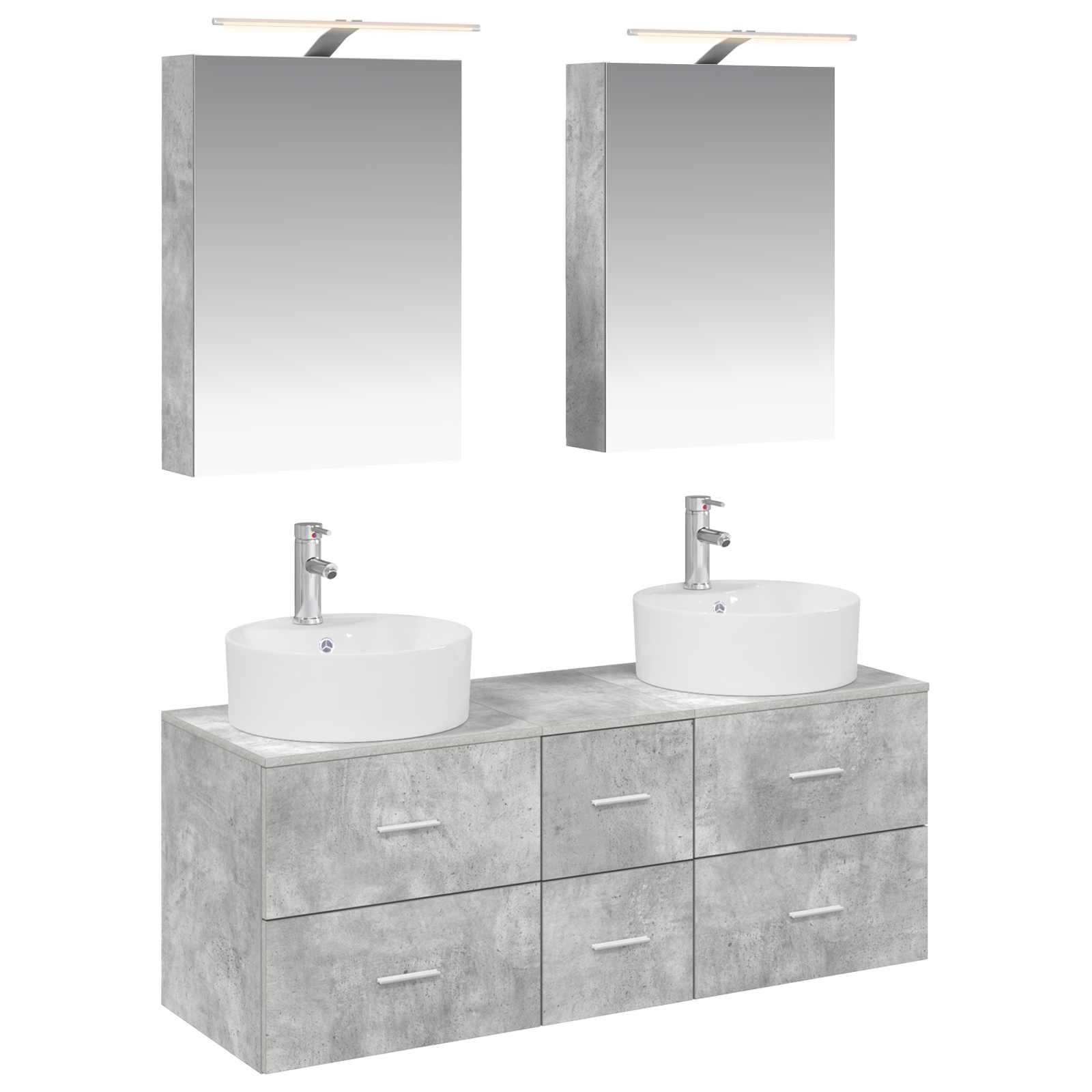 vidaXL Bathroom Furniture Set 5 pcs Concrete Grey 2