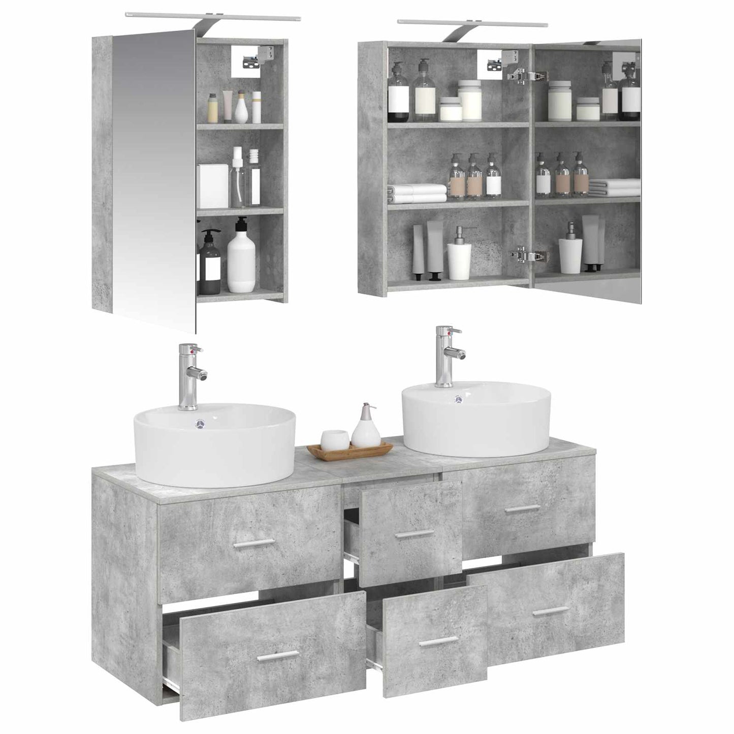 vidaXL Bathroom Furniture Set 5 pcs Concrete Grey 3