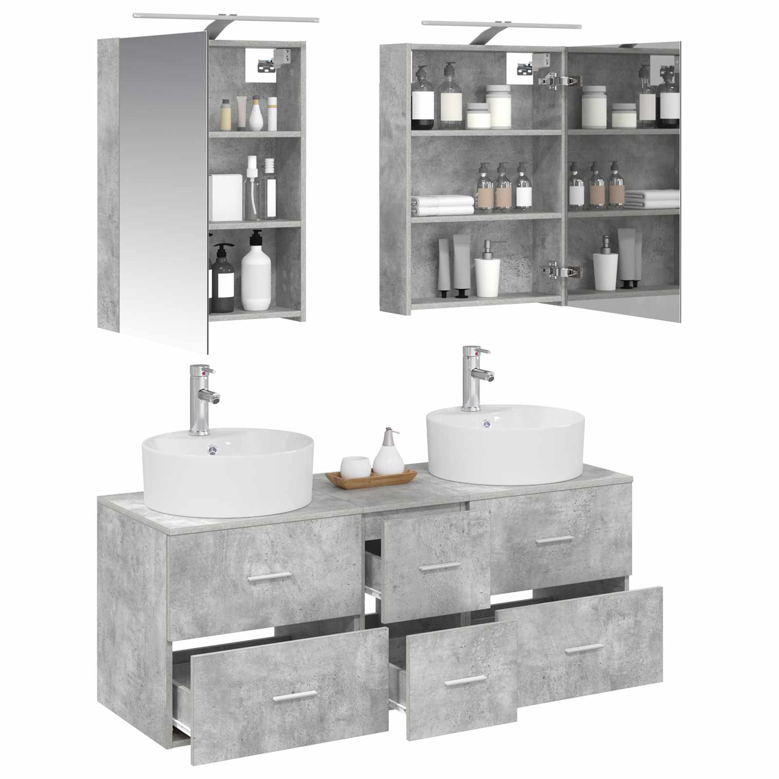 vidaXL Bathroom Furniture Set 5 pcs Concrete Grey 3