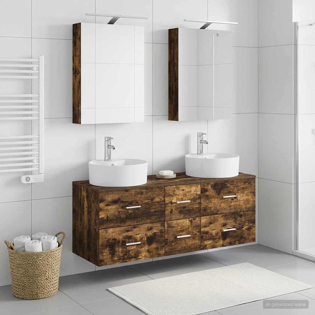 vidaXL Bathroom Furniture Set 5 pcs Smoked Oak 4
