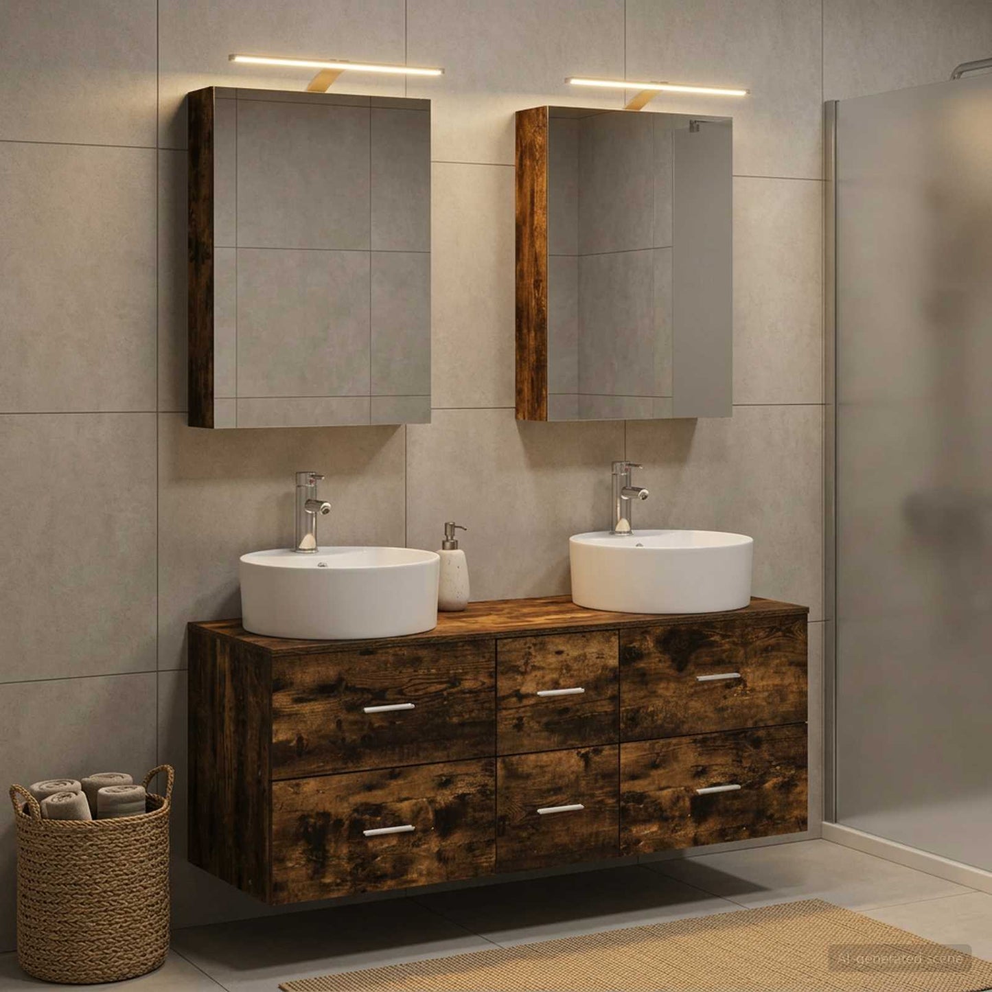 vidaXL Bathroom Furniture Set 5 pcs Smoked Oak 1