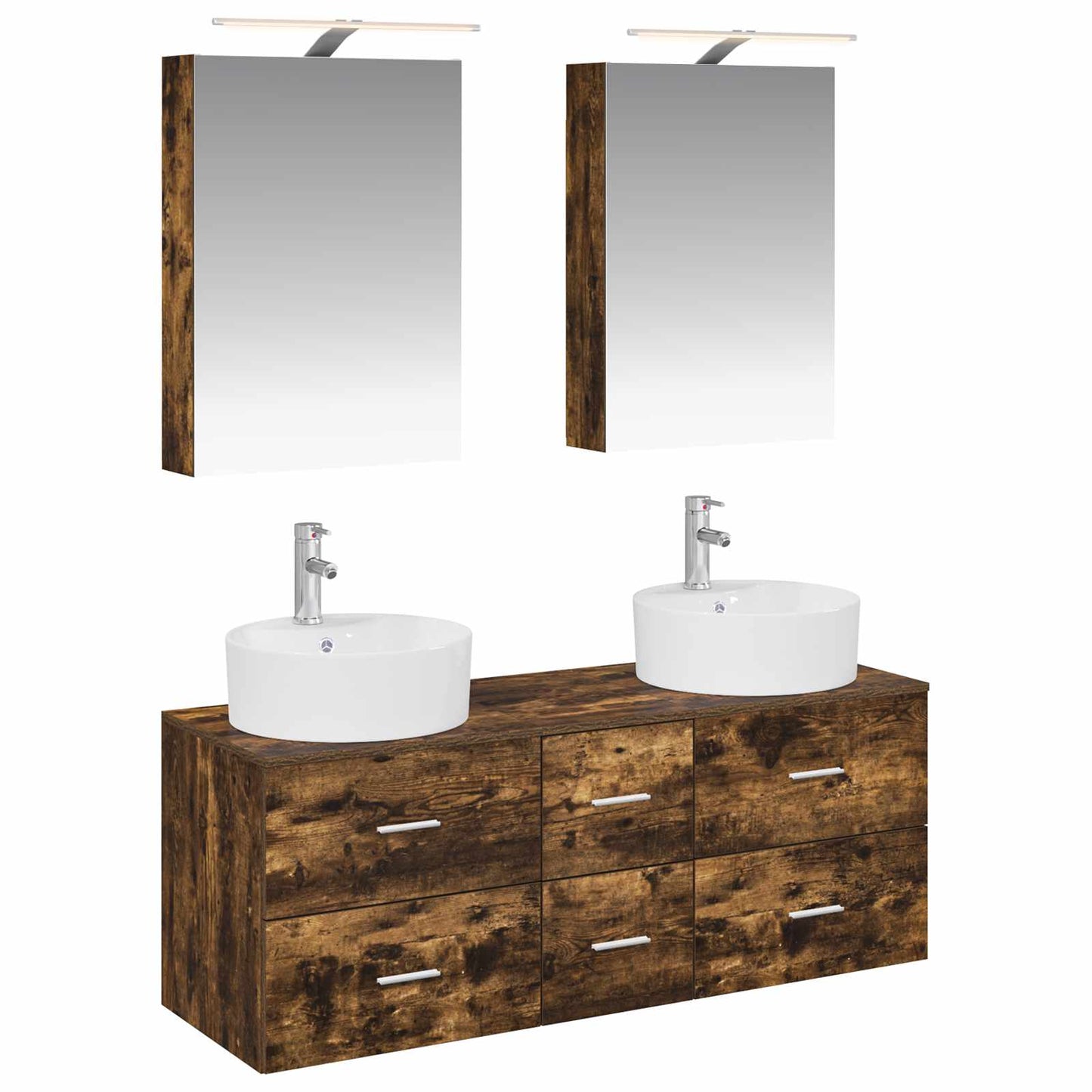 vidaXL Bathroom Furniture Set 5 pcs Smoked Oak 2