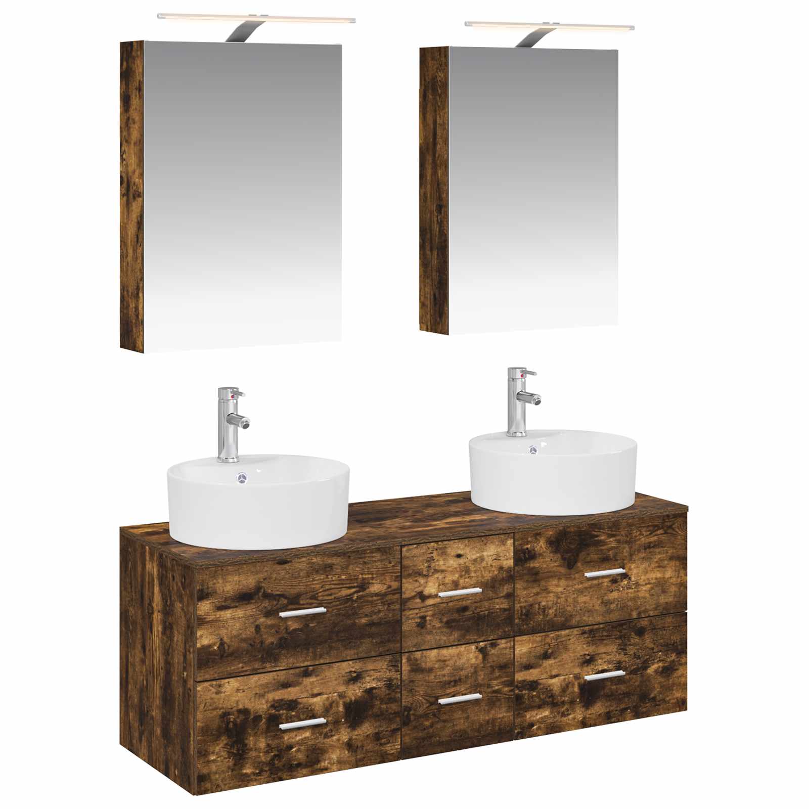 vidaXL Bathroom Furniture Set 5 pcs Smoked Oak 2