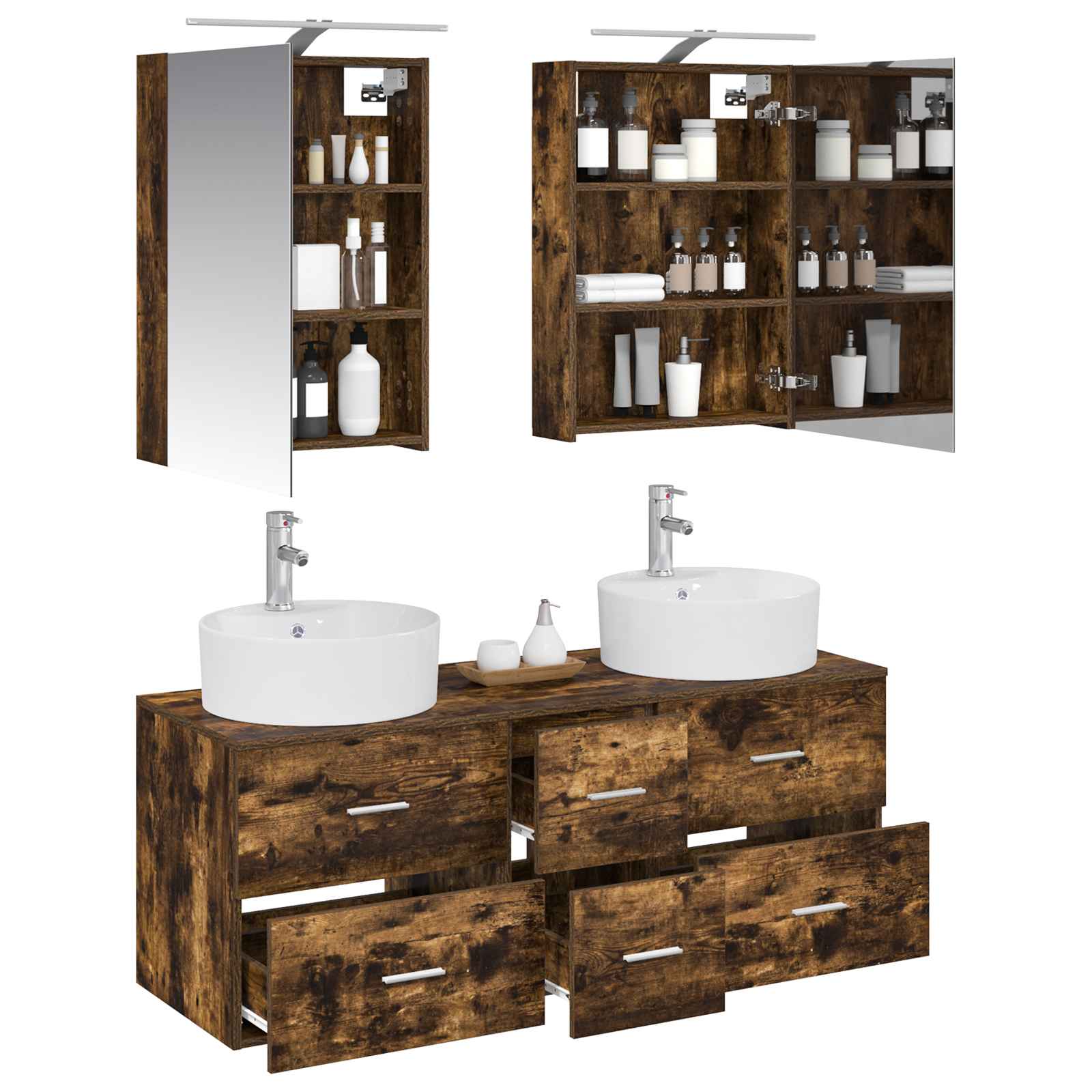 vidaXL Bathroom Furniture Set 5 pcs Smoked Oak 3