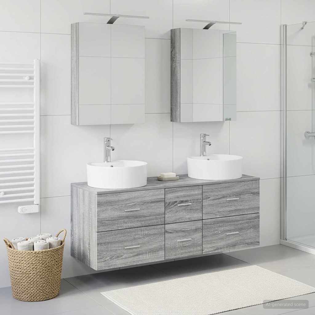 vidaXL Bathroom Furniture Set 5 pcs Grey Sonoma 4