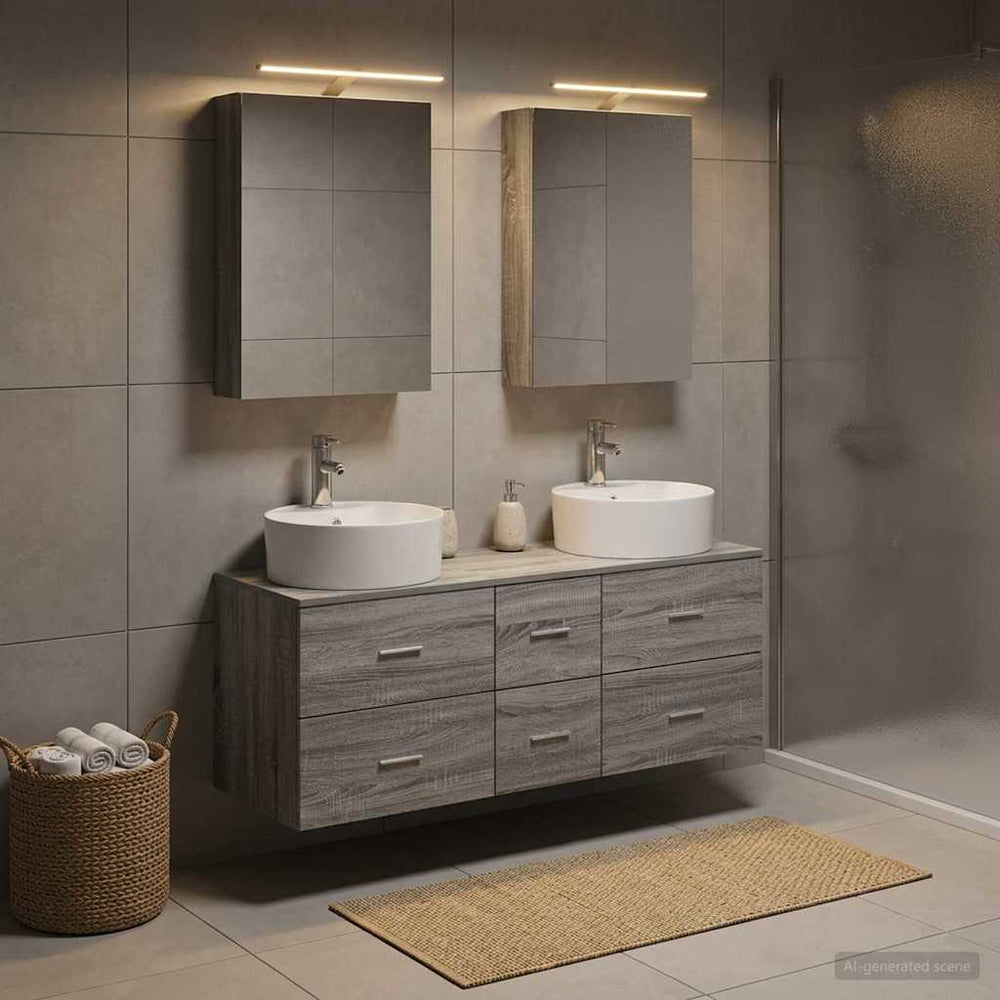 vidaXL Bathroom Furniture Set 5 pcs Grey Sonoma