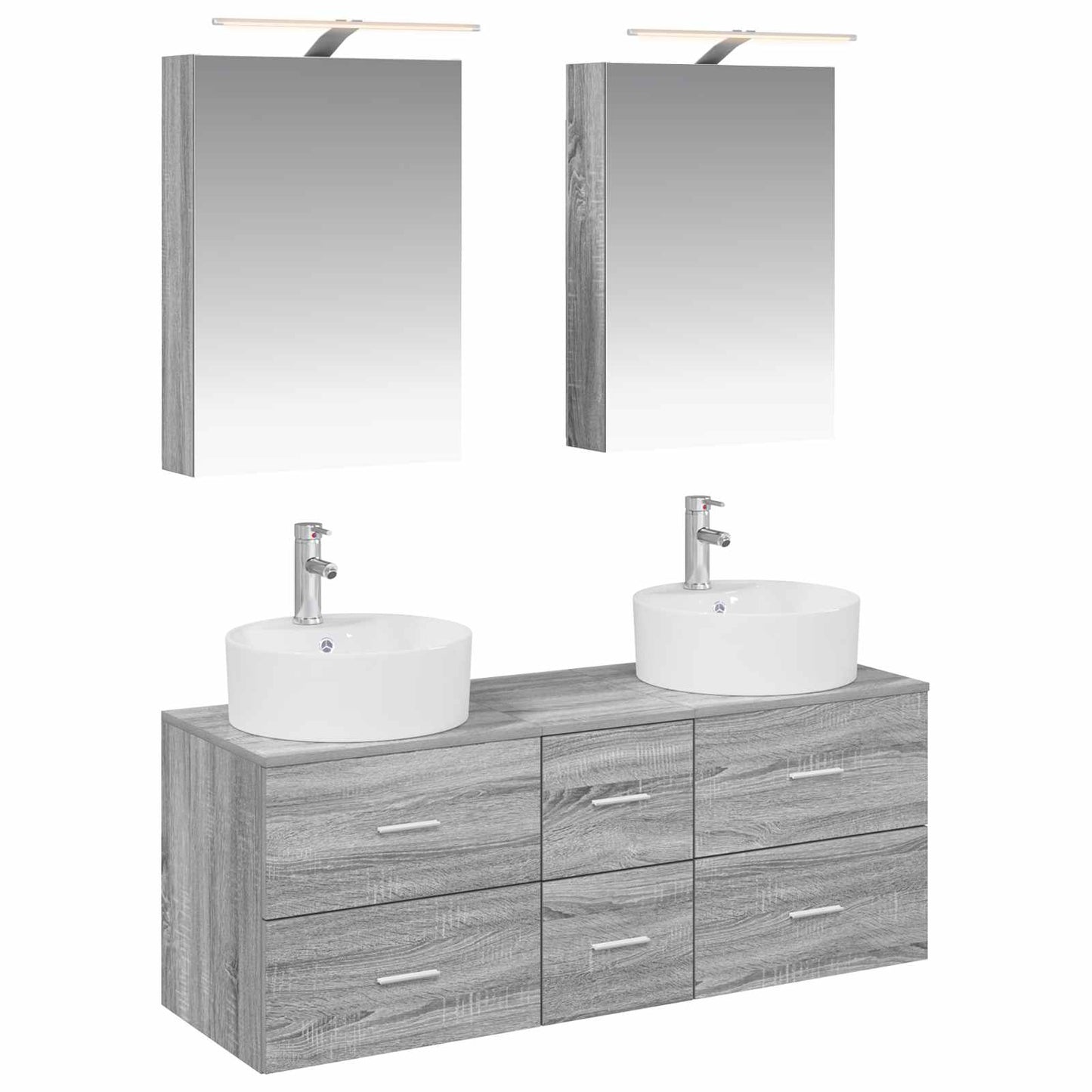vidaXL Bathroom Furniture Set 5 pcs Grey Sonoma 2