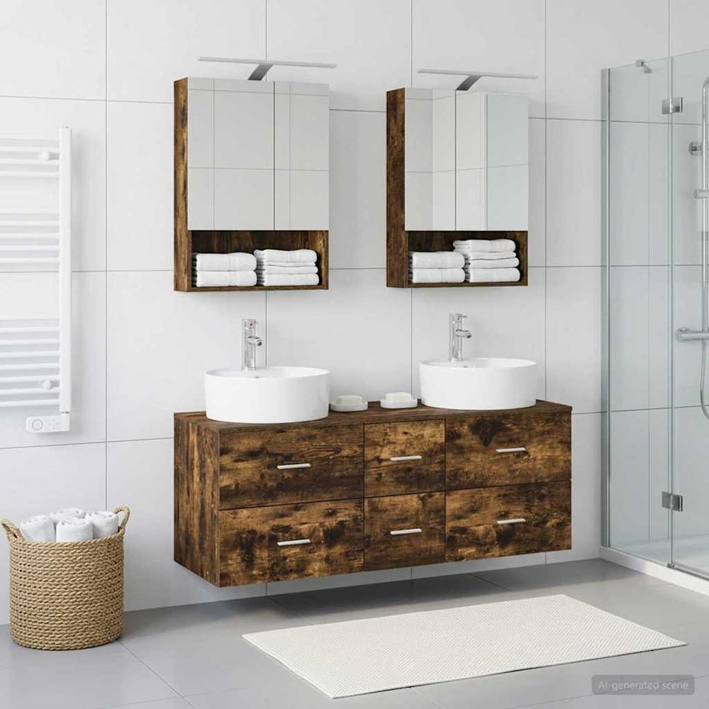 vidaXL Bathroom Furniture Set 5 pcs Smoked Oak