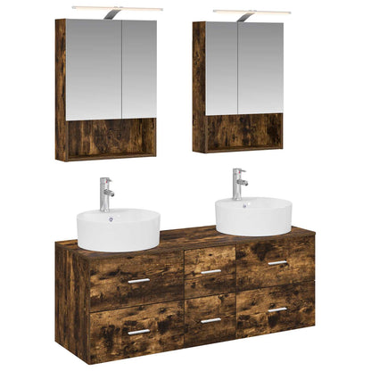 vidaXL Bathroom Furniture Set 5 pcs Smoked Oak 2