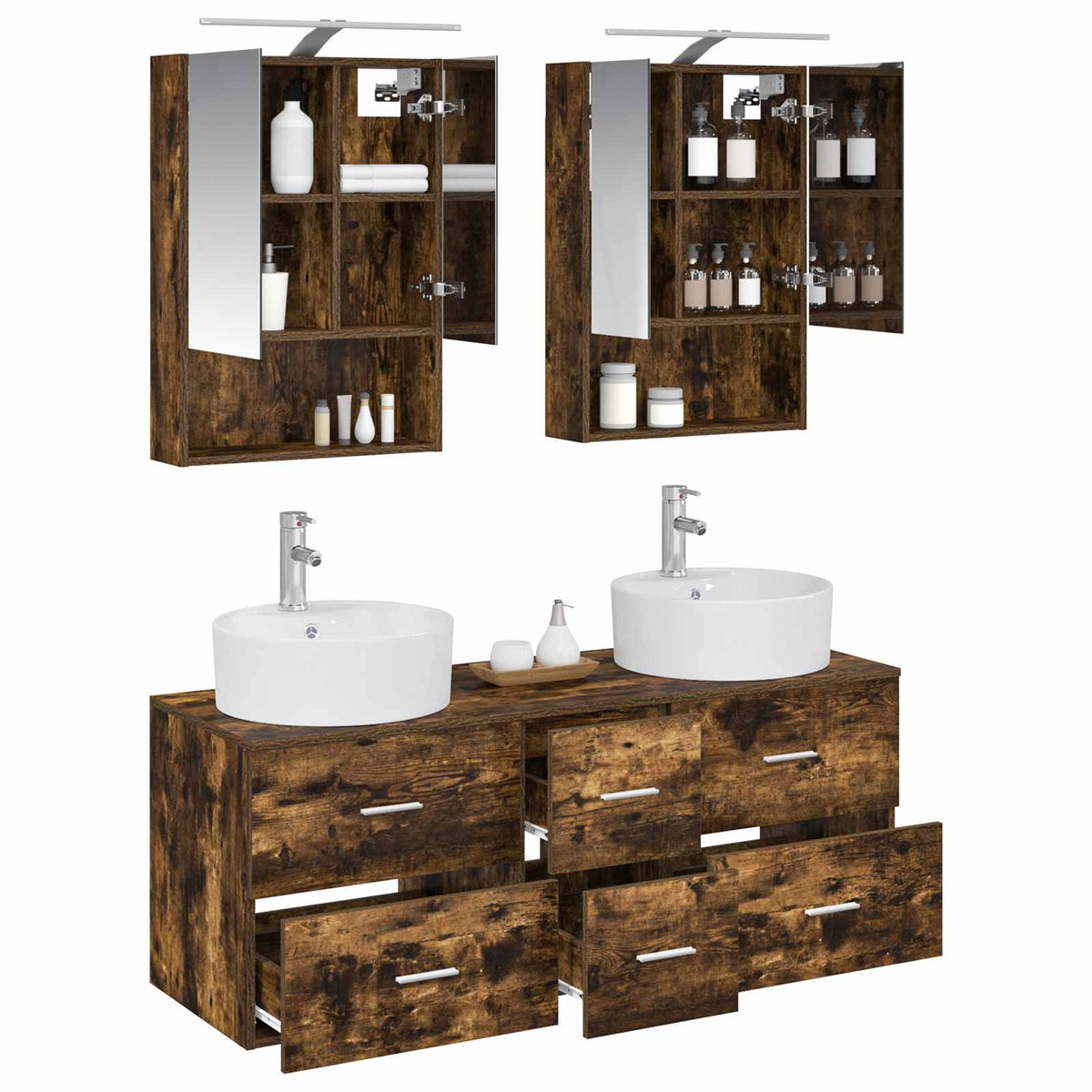 vidaXL Bathroom Furniture Set 5 pcs Smoked Oak 3