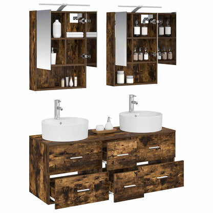 vidaXL Bathroom Furniture Set 5 pcs Smoked Oak 3
