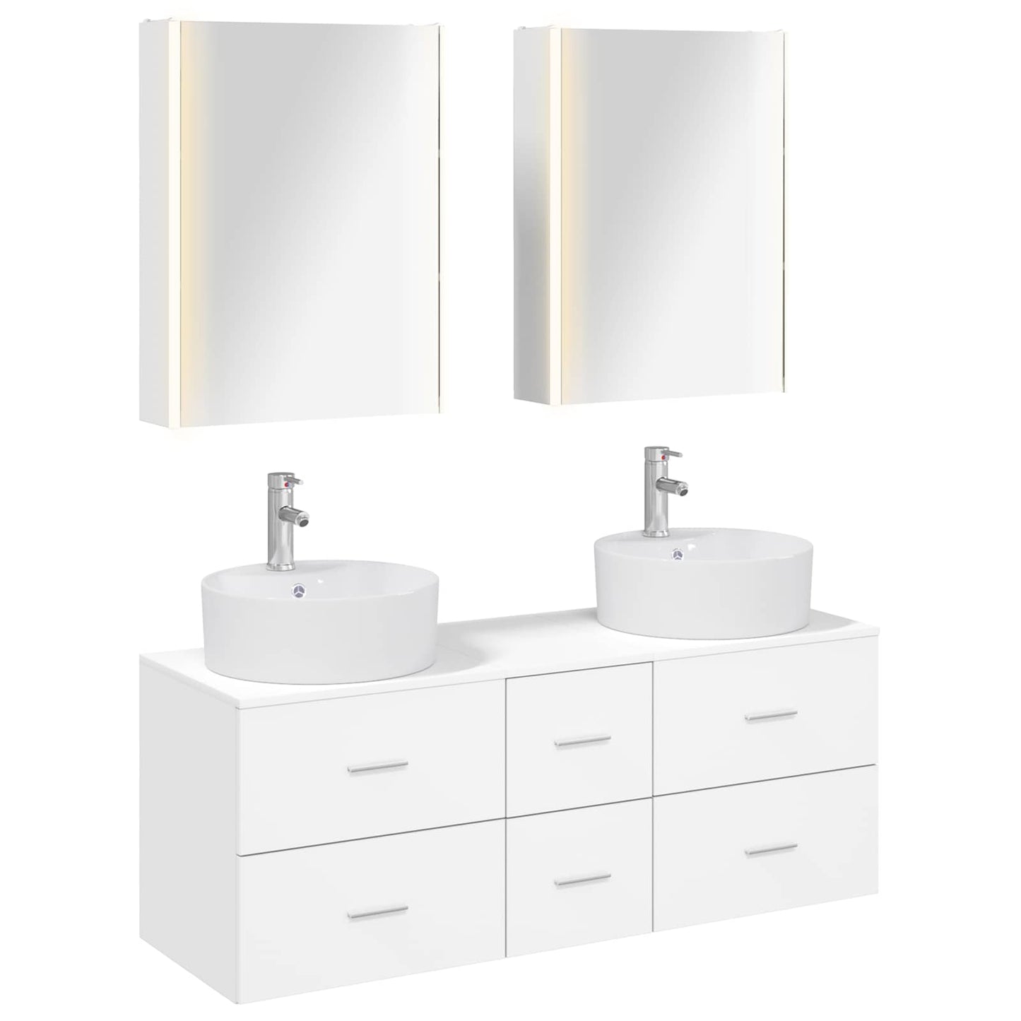 vidaXL Bathroom Furniture Set 5 pcs White Engineered Wood and Glass 2