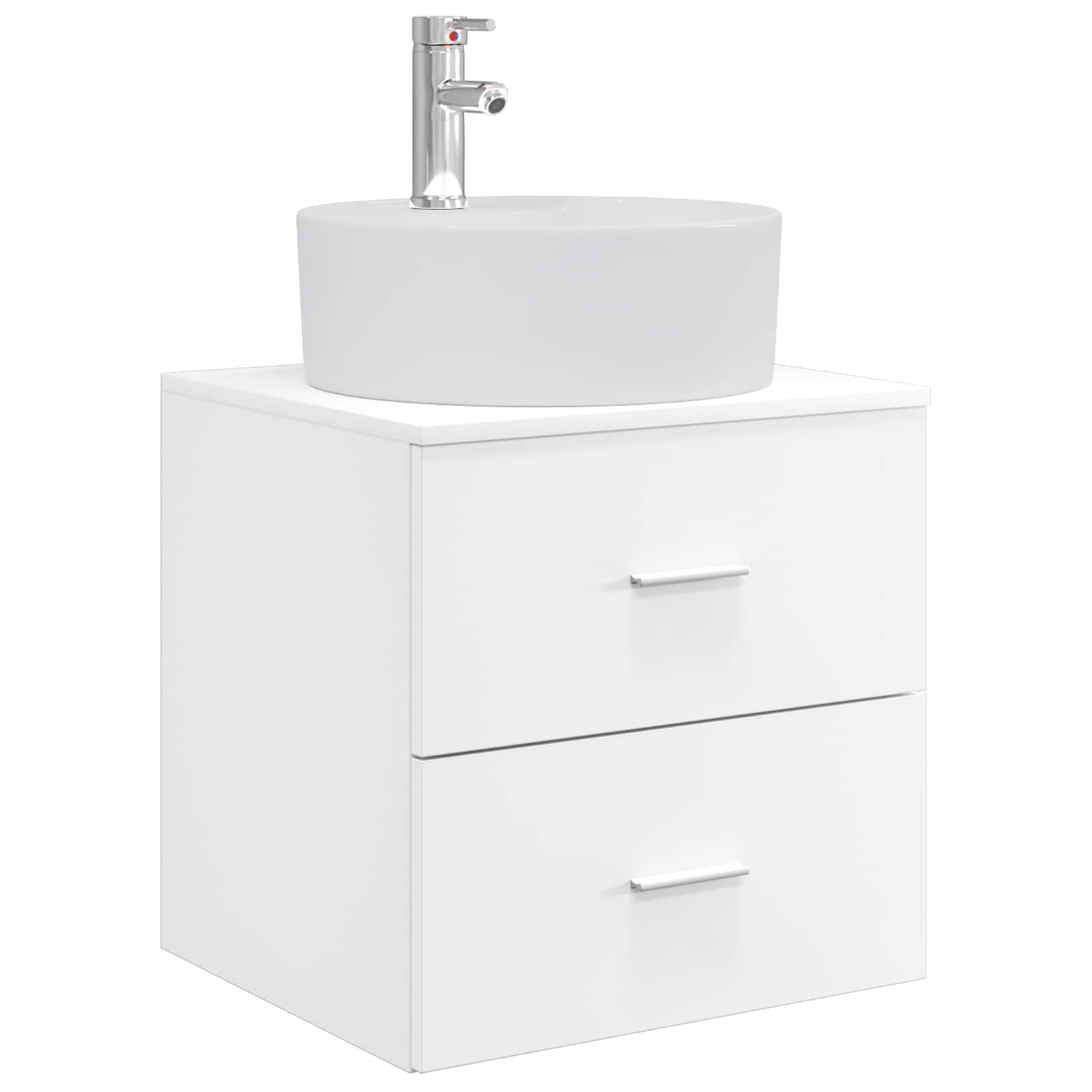 vidaXL Bathroom Furniture Set 5 pcs White Engineered Wood and Glass 5