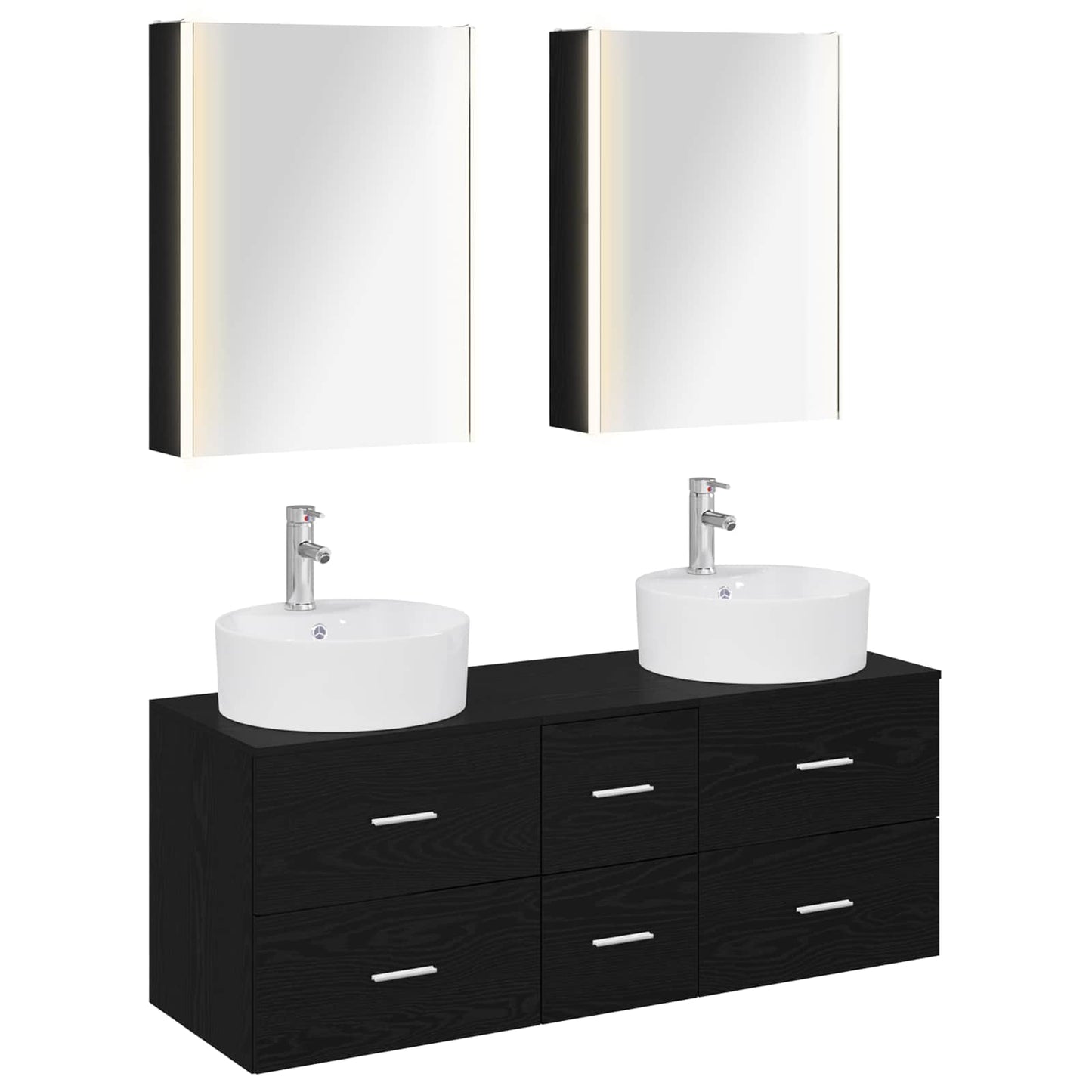 vidaXL Bathroom Furniture Set 5 pcs Black Oak 2