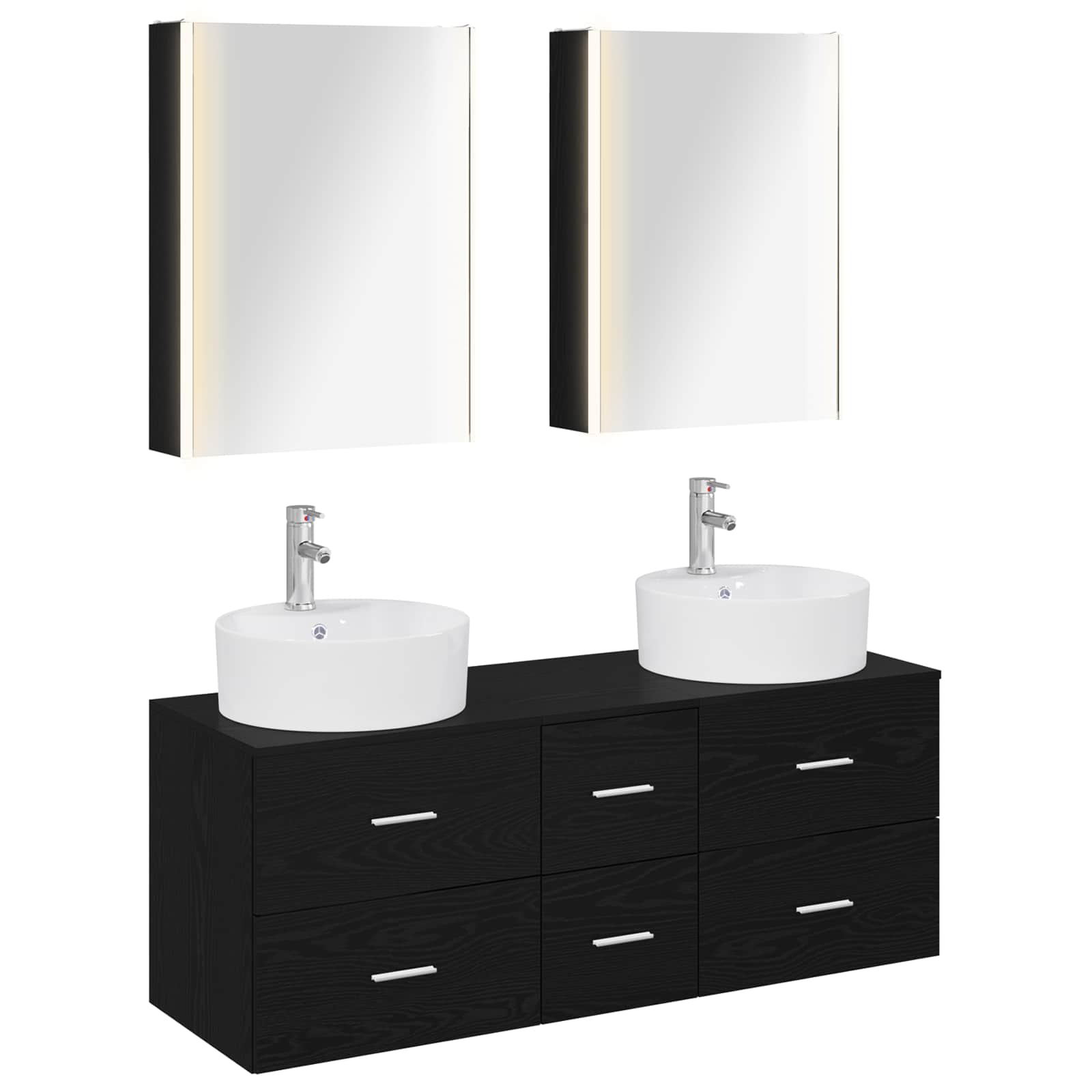 vidaXL Bathroom Furniture Set 5 pcs Black Oak 2