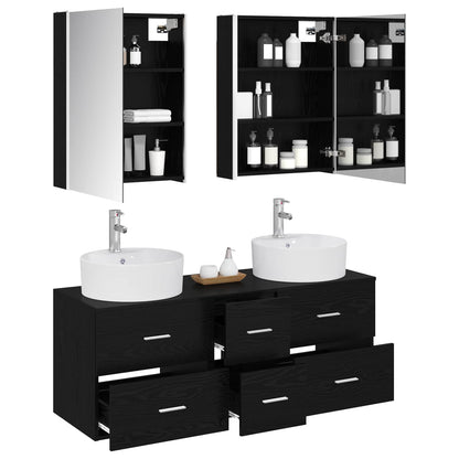 vidaXL Bathroom Furniture Set 5 pcs Black Oak 3