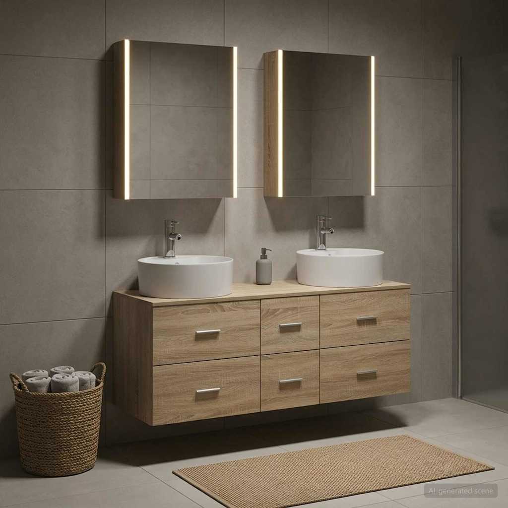 vidaXL Bathroom Furniture Set 5 pcs Sonoma Oak 1