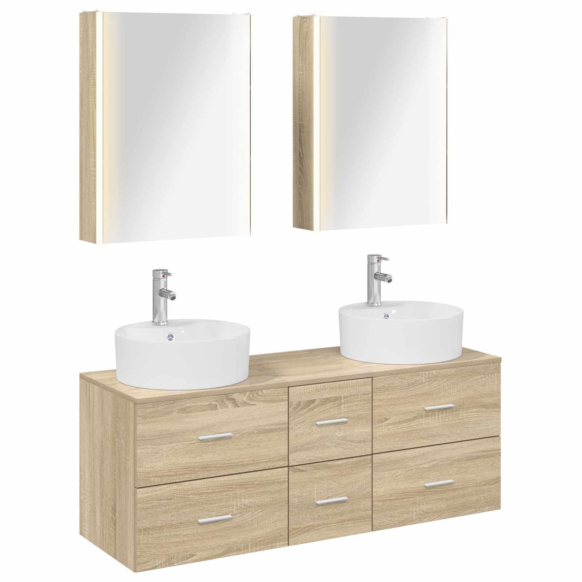vidaXL Bathroom Furniture Set 5 pcs Sonoma Oak 2