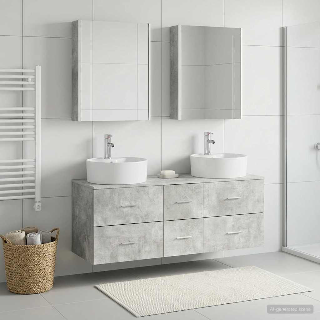 vidaXL Bathroom Furniture Set 5 pcs Concrete Grey 4