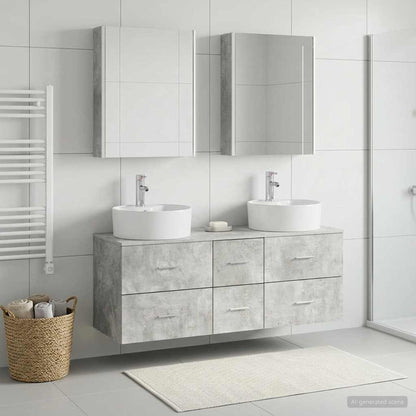 vidaXL Bathroom Furniture Set 5 pcs Concrete Grey 4