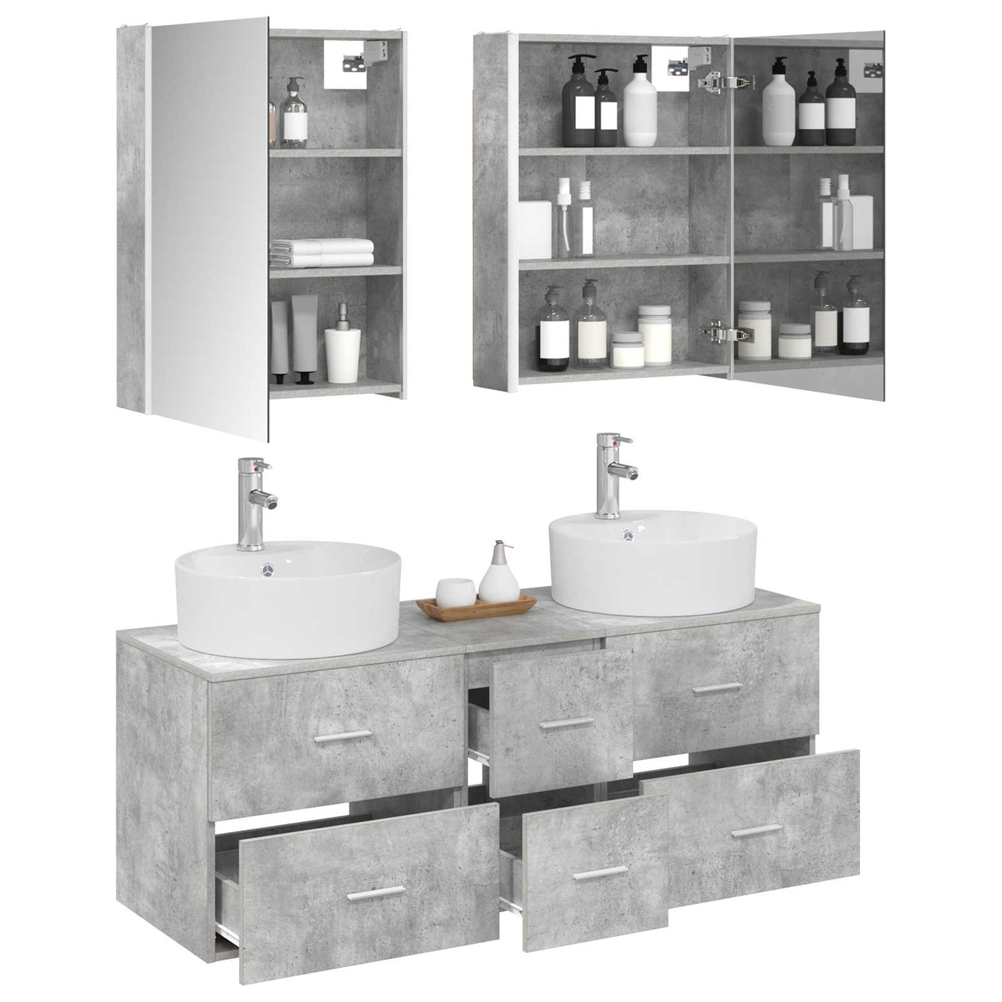 vidaXL Bathroom Furniture Set 5 pcs Concrete Grey 3