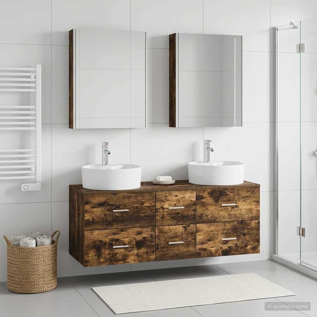 vidaXL Bathroom Furniture Set 5 pcs Smoked Oak 1