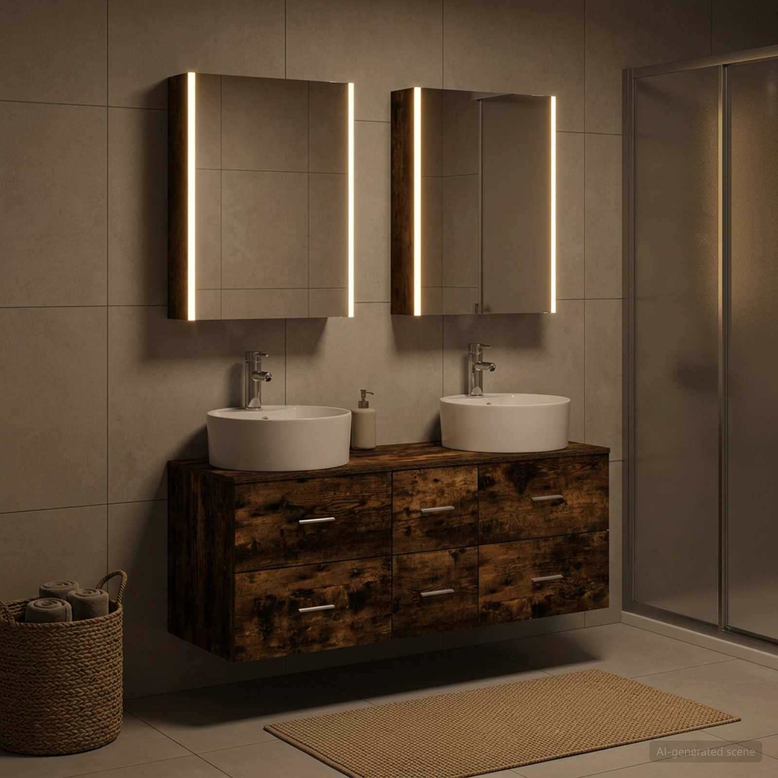 vidaXL Bathroom Furniture Set 5 pcs Smoked Oak 4