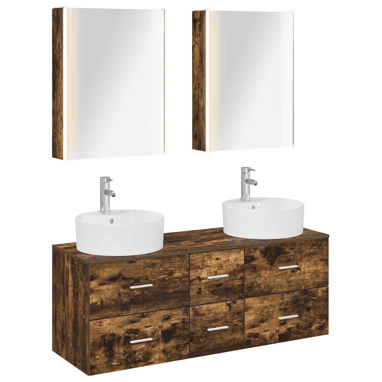 vidaXL Bathroom Furniture Set 5 pcs Smoked Oak 2