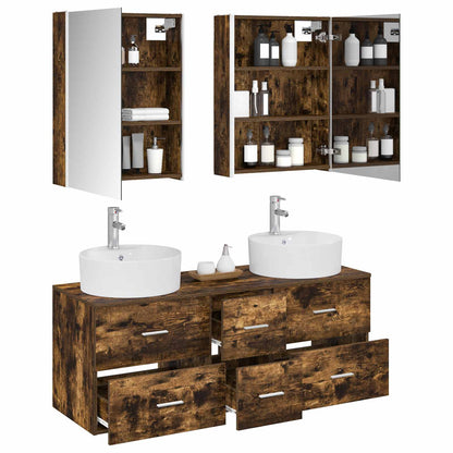 vidaXL Bathroom Furniture Set 5 pcs Smoked Oak 3
