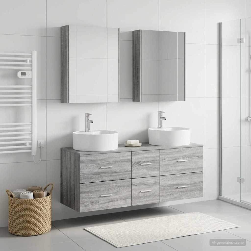 vidaXL Bathroom Furniture Set 5 pcs Grey Sonoma 4